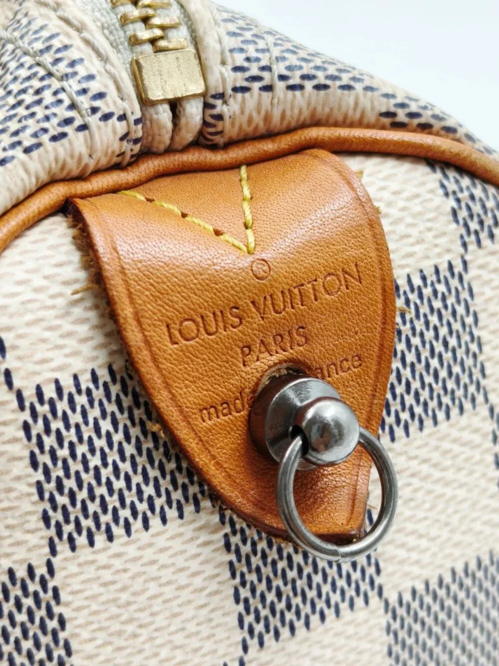 Louis Vuitton Damier Azur Speedy Bandoulière 30 White Checkered Satchel Bag - Picture 10 of 11